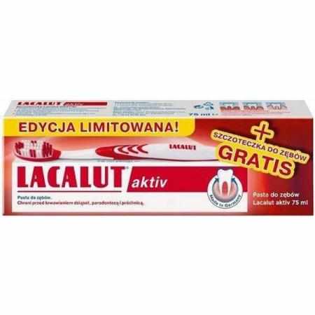 SAMCHEM Pasta do zębów Lacalut 75ml aktiv + szczoteczka LACALUT Strona główna pasta do zębów jest polecana przy zapobieganiu