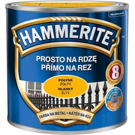 SAMCHEM HAMMERITE 0.25L POŁYSK ŻÓŁTY Hammerite Emalie do metalu, drewna i betonu. Emalia antykorozyjna bezpośrednio na rdzę:
