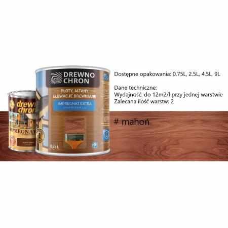 SAMCHEM DREWNOCHRON IMPREGNAT EXTRA MAHOŃ 9L DREWNOCHRON Impregnat do drewna DREWNOCHRON IMPREGNAT DO DREWNA EXTRA KOLOR: MA