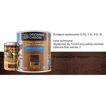 SAMCHEM DREWNOCHRON IMPREGNAT EXTRA PALISANDER ŚREDNI 9L DREWNOCHRON Impregnat do drewna DREWNOCHRON IMPREGNAT DO DREWNA EXT