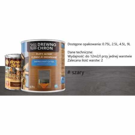 SAMCHEM DREWNOCHRON IMPREGNAT EXTRA SZARY 9L DREWNOCHRON Impregnat do drewna DREWNOCHRON IMPREGNAT DO DREWNA EXTRA KOLOR: SZ