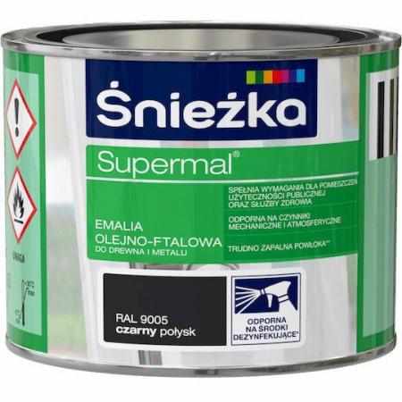 SAMCHEM Farba OLEJNA SUPERMAL CZARNY 0,2L Śnieżka Emalie do metalu, drewna i betonu. Farba OLEJNA SUPERMAL CZARNY 0,2L 59039