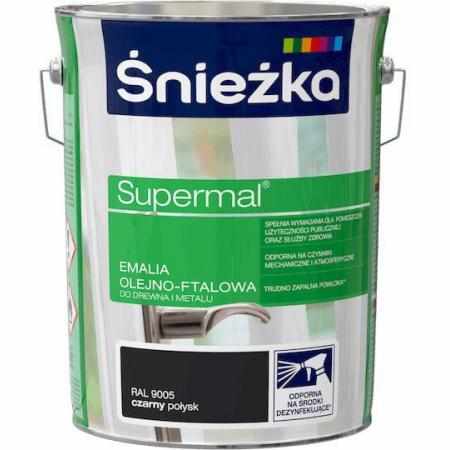 SAMCHEM Farba Olejna SUPERMAL CZARNY 5L Śnieżka Emalie do metalu, drewna i betonu. Farba Olejna SUPERMAL CZARNY 5L 590397300