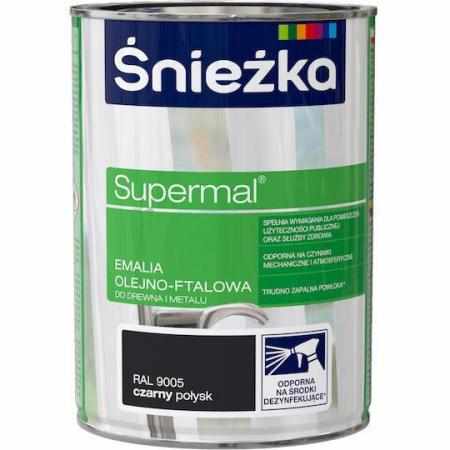 SAMCHEM Farba OLEJNA SUPERMAL CZARNY 0.8L Śnieżka Emalie do metalu, drewna i betonu. Farba OLEJNA SUPERMAL CZARNY 0.8L 59039