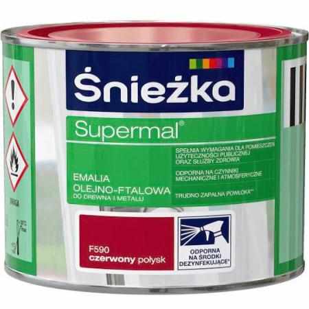 SAMCHEM Farba OLEJNA SUPERMAL CZERWONY 0,2L Śnieżka Emalie do metalu, drewna i betonu. Farba OLEJNA SUPERMAL CZERWONY 0,2L 5
