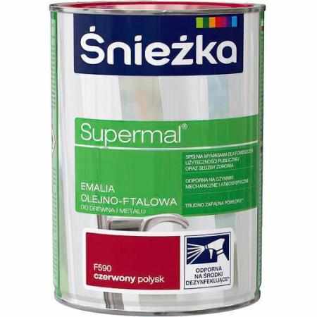 SAMCHEM Farba OLEJNA SUPERMAL CZERWONY 0.8L Śnieżka Emalie do metalu, drewna i betonu. Farba OLEJNA SUPERMAL CZERWONY 0.8L 5