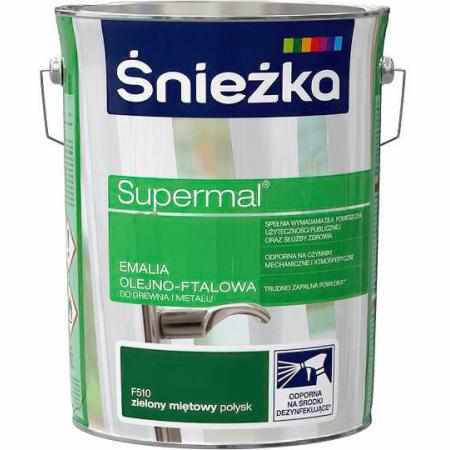 SAMCHEM Farba Olejna SUPERMAL ZIELONY MIĘTOWY 5L Śnieżka Emalie do metalu, drewna i betonu. Farba Olejna SUPERMAL ZIELONY MI