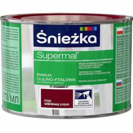 SAMCHEM Farba OLEJNA SUPERMAL WIŚNIOWY 0.8L Śnieżka Emalie do metalu, drewna i betonu. Farba OLEJNA SUPERMAL WIŚNIOWY 0.8L 5