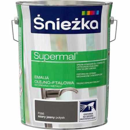 SAMCHEM Farba Olejna SUPERMAL SZARY JASNY 5L Śnieżka Emalie do metalu, drewna i betonu. Farba Olejna SUPERMAL SZARY JASNY 5L