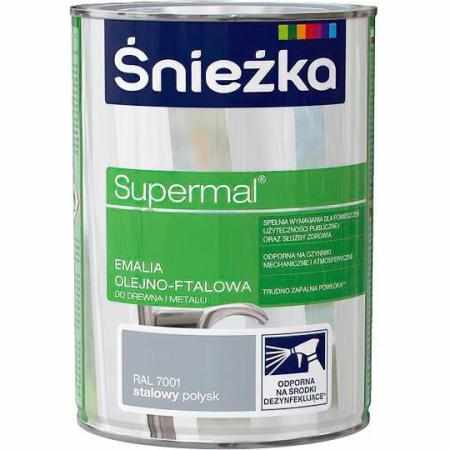 SAMCHEM Farba OLEJNA SUPERMAL STALOWY 0.8L Śnieżka Emalie do metalu, drewna i betonu. Farba OLEJNA SUPERMAL STALOWY 0.8L 590