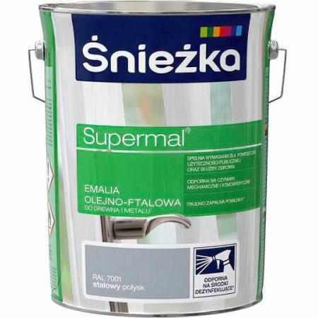 SAMCHEM Farba Olejna SUPERMAL STALOWY 5L Śnieżka Emalie do metalu, drewna i betonu. Farba Olejna SUPERMAL STALOWY 5L 5903973
