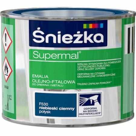 SAMCHEM Farba OLEJNA SUPERMAL NIEBIESKI CIEMNY 0,2L Śnieżka Emalie do metalu, drewna i betonu. Farba OLEJNA SUPERMAL NIEBIES