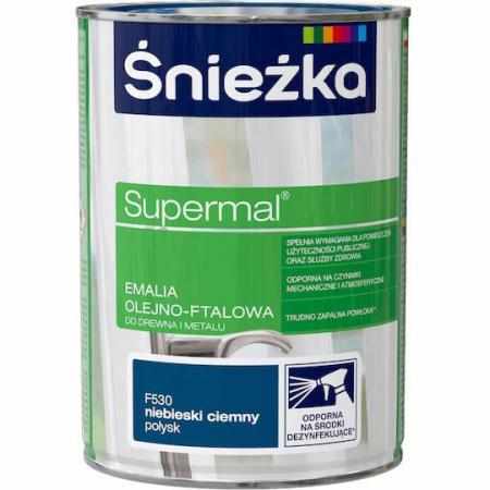 SAMCHEM Farba OLEJNA SUPERMAL NIEBIESKI CIEMNY 0.8L Śnieżka Emalie do metalu, drewna i betonu. Farba OLEJNA SUPERMAL NIEBIES