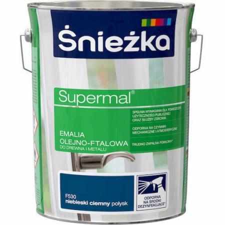 SAMCHEM Farba Olejna SUPERMAL NIEBIESKI CIEMNY 5L Śnieżka Emalie do metalu, drewna i betonu. Farba Olejna SUPERMAL NIEBIESKI
