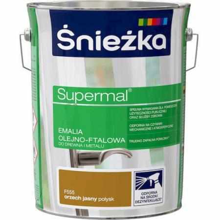 SAMCHEM Farba Olejna SUPERMAL ORZECH JASNY 5L Śnieżka Emalie do metalu, drewna i betonu. Farba Olejna SUPERMAL ORZECH JASNY 