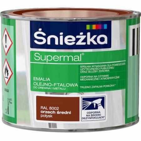 SAMCHEM Farba OLEJNA SUPERMAL ORZECH ŚREDNI 0,2L Śnieżka Emalie do metalu, drewna i betonu. Farba OLEJNA SUPERMAL ORZECH ŚRE