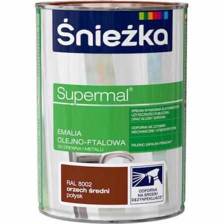 SAMCHEM Farba OLEJNA SUPERMAL ORZECH ŚREDNI 0.8L Śnieżka Emalie do metalu, drewna i betonu. Farba OLEJNA SUPERMAL ORZECH ŚRE