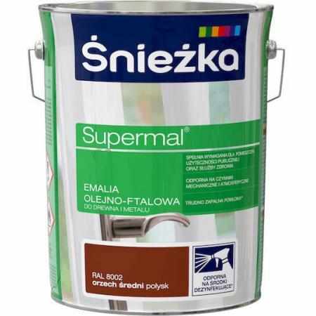 SAMCHEM Farba Olejna SUPERMAL ORZECH ŚREDNI 5L Śnieżka Emalie do metalu, drewna i betonu. Farba Olejna SUPERMAL ORZECH ŚREDN