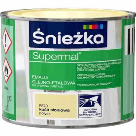 SAMCHEM Farba OLEJNA SUPERMAL KOŚĆ SŁONIOWA 0,2L Śnieżka Emalie do metalu, drewna i betonu. Farba OLEJNA SUPERMAL KOŚĆ SŁONI