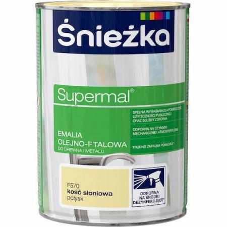 SAMCHEM Farba OLEJNA SUPERMAL KOŚĆ SŁONIOWA 0.8L Śnieżka Emalie do metalu, drewna i betonu. Farba OLEJNA SUPERMAL KOŚĆ SŁONI