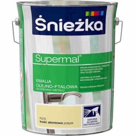 SAMCHEM Farba Olejna SUPERMAL KOŚĆ SŁONIOWA 5L Śnieżka Emalie do metalu, drewna i betonu. Farba Olejna SUPERMAL KOŚĆ SŁONIOW