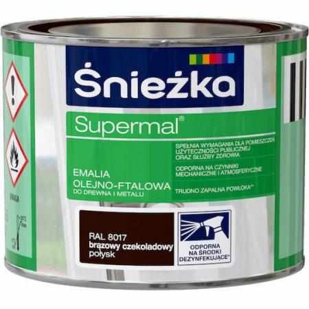 SAMCHEM Farba OLEJNA SUPERMAL BRĄZ CZEKOLADOWY 0,2L Śnieżka Emalie do metalu, drewna i betonu. Farba OLEJNA SUPERMAL BRĄZ CZ