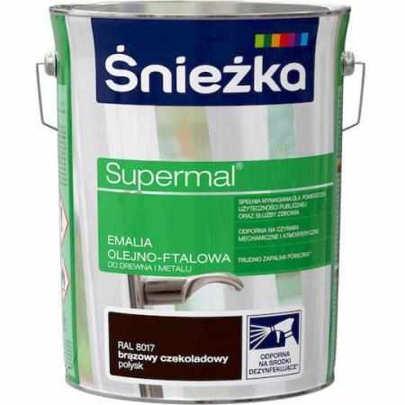 SAMCHEM Farba Olejna SUPERMAL BRĄZ CZEKOLADOWY 5L Śnieżka Emalie do metalu, drewna i betonu. Farba Olejna SUPERMAL BRĄZ CZEK