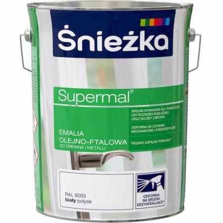 SAMCHEM Farba Olejna SUPERMAL BIAŁY 5L Śnieżka Emalie do metalu, drewna i betonu. Farba Olejna SUPERMAL BIAŁY 5L 59039730022