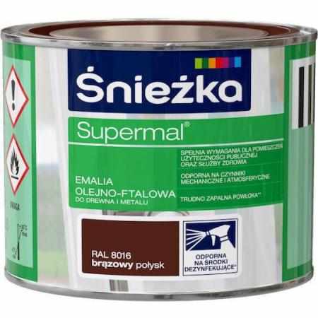 SAMCHEM Farba OLEJNA SUPERMAL BRĄZOWY 0,2L Śnieżka Emalie do metalu, drewna i betonu. Farba OLEJNA SUPERMAL BRĄZOWY 0,2L 590