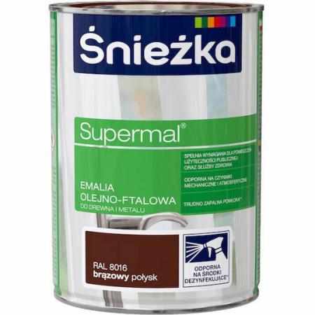 SAMCHEM Farba OLEJNA SUPERMAL BRĄZOWY 0.8L Śnieżka Emalie do metalu, drewna i betonu. Farba OLEJNA SUPERMAL BRĄZOWY 0.8L 590