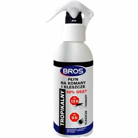 SAMCHEM BROS PŁYN NA KOMARY I KLESZCZE 50% DEET 130 ml BROS Strona główna BROS PŁYN NA KOMARY I KLESZCZE 50% DEET\n\nPłyn ba