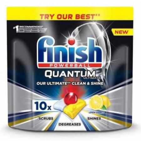 SAMCHEM Finish Powerball Quantum Ultimate tabletki do mycia naczyń w zmywarkach Lemon 10szt FINISH Tabletki do zmywarki Fini
