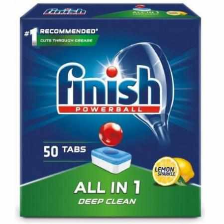SAMCHEM Finish Powerball All In 1 Max tabletki do mycia naczyń w zmywarkach Lemon 50szt FINISH Tabletki do zmywarki Finish P