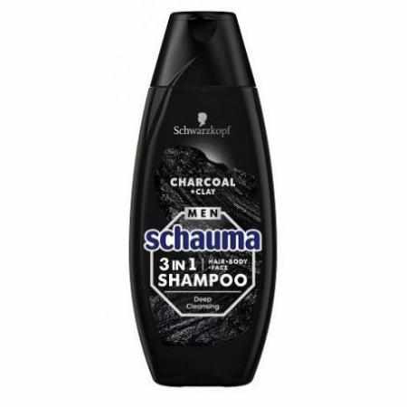 SAMCHEM Schauma Men 3in1 Shampoo szampon dla mężczyzn do włosów, twarzy i ciała Węgiel & Glinka 400ml SCHAUMA Strona główna 