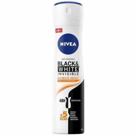 SAMCHEM Nivea Black & White Invisible Ultimate Impact Female antyperspirant spray 150ml NIVEA Antyperspiranty Nivea Black &a