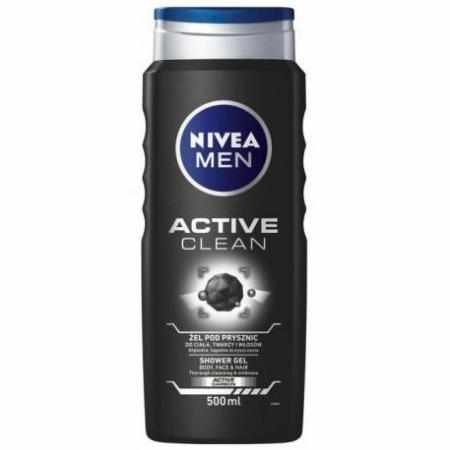 SAMCHEM Nivea Men Active Clean żel pod prysznic do twarzy, ciała i włosów 500ml NIVEA Strona główna Nivea Men Active Clean ż