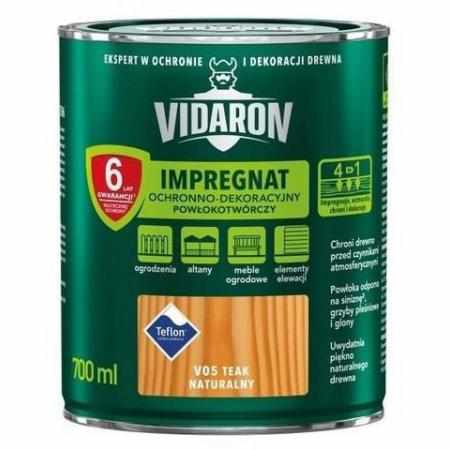SAMCHEM VIDARON IMPR. TEAK NATURALNY V05 0,7L Vidaron Impregnat do drewna VIDARON IMPREGNAT TEAK NATURALNY V05 0.7L wydajnoś