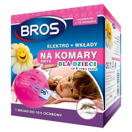 SAMCHEM Bros Elektro + 10szt. wkładów Elektrofumigator przeciw komarom dla dzieci Zabezpiecza do 120 godzin BROS Strona głów