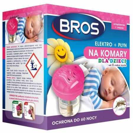 SAMCHEM Bros Elektro Sensitive + płyn na komary dla dzieci Od 1 roku życia Odstrasza BROS Strona główna Zapewnia ochronę prz