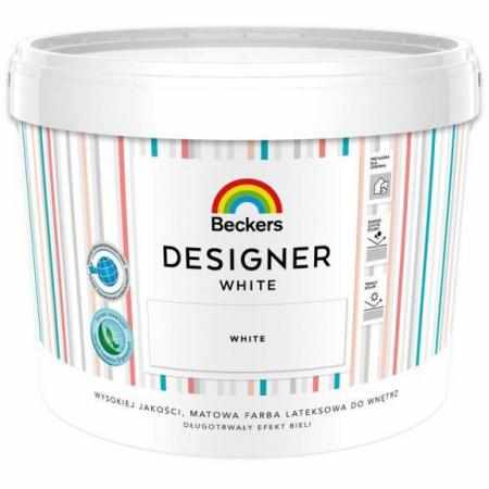 SAMCHEM BECKERS DESIGNER WHITE 10L Beckers Farby Wysokiej jakości, wodorozcieńczalna, biała farba lateksowa. Przeznaczona do