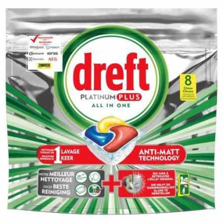 SAMCHEM Dreft Platinum Plus Kapsułki do Zmywarki 8 sztuk Dreft Tabletki do zmywarki Dreft Platinum Plus Kapsułki do Zmywarki