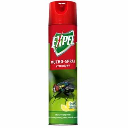SAMCHEM EXPEL Muchospray cytrynowy 400 ml muchy, komary i osy EXPEL Strona główna Aerozol skutecznie zwalcza owady latające: