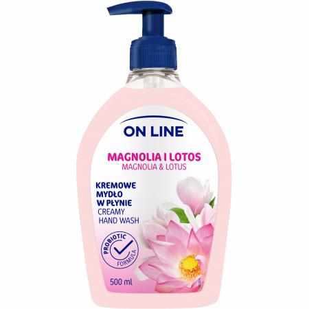 SAMCHEM Mydło kremowe Magnolia&Lotos 500 ml On Line Mydła toaletowe Mydło w płynie ON LINE Magnolia i Lotos to kremowa formu