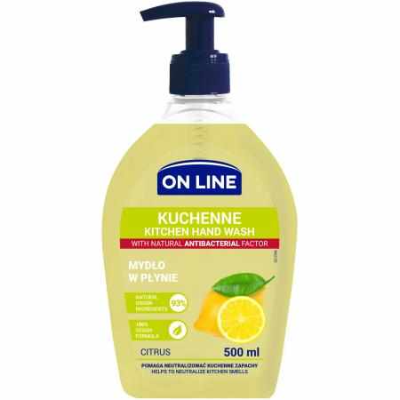SAMCHEM Mydło Kuchenne o właściwościach antybakteryjnych CITRUS 500 ml On Line Mydła toaletowe ON LINE KITCHEN CITRUS to spe