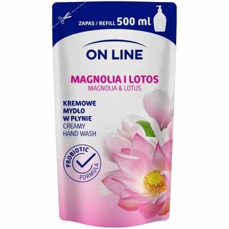 SAMCHEM Mydło kremowe Magnolia&Lotos refill 500 ml On Line Mydła toaletowe Mydło w płynie ON LINE Magnolia i Lotos to kremow