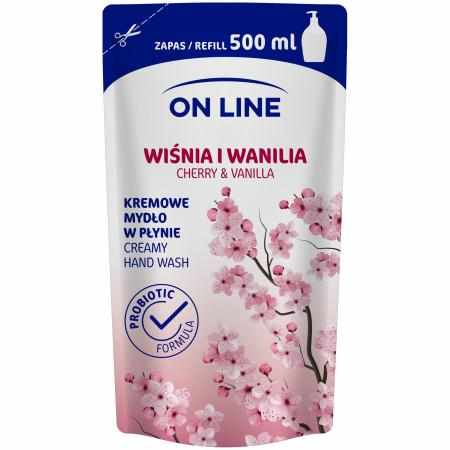 SAMCHEM Mydło kremowe Wiśnia&Wanilia refill 500 ml On Line Mydła toaletowe Mydło w płynie ON LINE Wiśnia i Wanilia to kremow