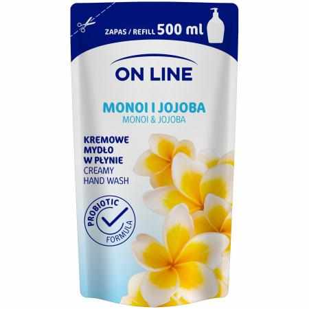 SAMCHEM Mydło kremowe Monoi&Jojoba refill 500 ml On Line Mydła toaletowe Mydło w płynie ON LINE Monoi i Jojoba to kremowa fo