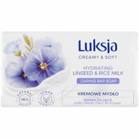 SAMCHEM Luksja Creamy & Soft Kremowe mydło nawilżające len i mleczko ryżowe 90 g Luksja Mydła toaletowe Kremowe mydło w kost