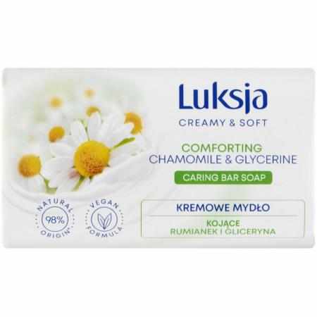 SAMCHEM Luksja Creamy & Soft Kremowe mydło kojące rumianek i gliceryna 90 g Luksja Mydła toaletowe Kremowe mydło w kostce. Z