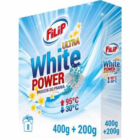 SAMCHEM FILIP WHITE - Proszek do prania 600g FILIP Proszki do prania Filip Ultra White Proszek do prania, 400g + 200g - Dosk SAMCHEM FILIP WHITE - Proszek do prania 600g FILIP Proszki do prania Filip Ultra White Proszek do prania, 400g + 200g - Dosk